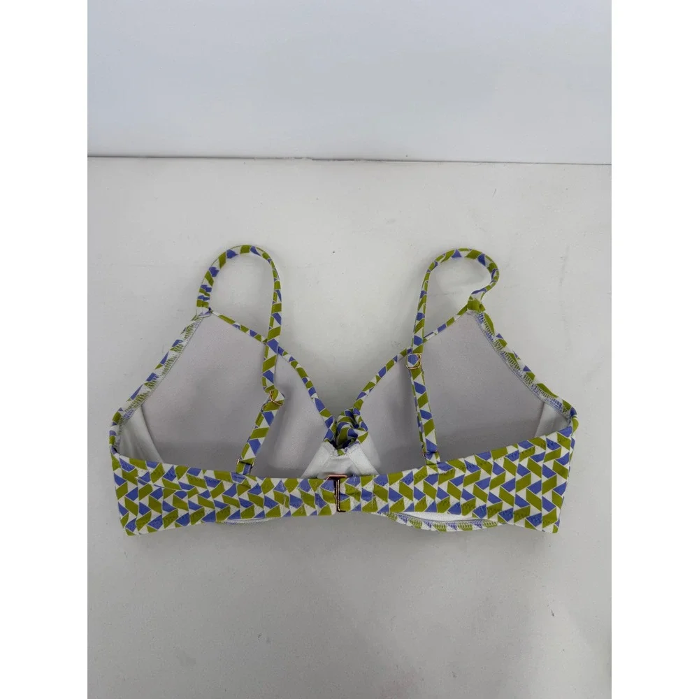 Shade &‎ Shore Womens Geometric Underwire Bikini Top Green Purple White Sz 34C